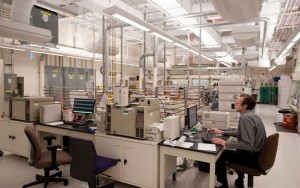 Dr. Colin Moore works in one of the newly renovated labs at the Chemtura Corporation facility in Naugatuck. –RA ARCHIVE