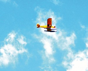 A seaplane flies over downtown Beacon Falls during the Naugatuck River Festival May 4. -FILE PHOTO 