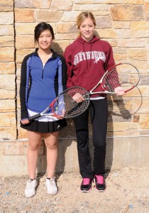 Naugatuck High seniors and girls tennis captains Hannah Kim, left, and Kayla Gallant will lead an experienced team on the court this season. –LUKE MARSHALL 