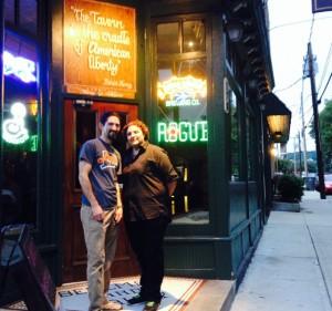 Ryan Whipple and Tara Mirto, owners of the Corner Tavern in Naugatuck, stand outside the bar on a recent weeknight. The tavern has been named best craft beer bar in Connecticut by Todd Ruggere, who runs Todd's CT Pour Tour. –RA ARCHIVE 