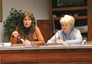 Prospect Town Council member Theresa Graveline, left, discusses the proposed blight ordinance during Tuesday’s Town Council meeting as council member Patricia Geary listens. –LUKE MARSHALL 