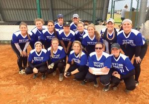 Albertus Magnus junior and former Naugatuck High softball player Gillian Fortier, second from the left in the second row, traveled to Cape Town, South Africa this summer as part of Beyond Sports’ first South Africa Softball Tour. –CONTRIBUTED 